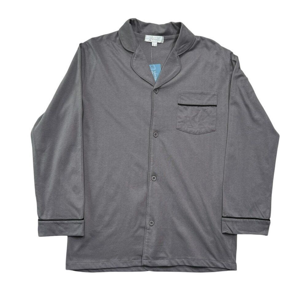 Alexander Del Rossa Women's Size Small‎ Gray Button Front Pajama Sleep Shirt